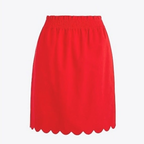 🆕 JCREW Red Scallop Hemmed Skirt - Picture 3 of 5